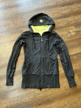 lululemon athletica Black Zip Hoodie with Lime Interior
